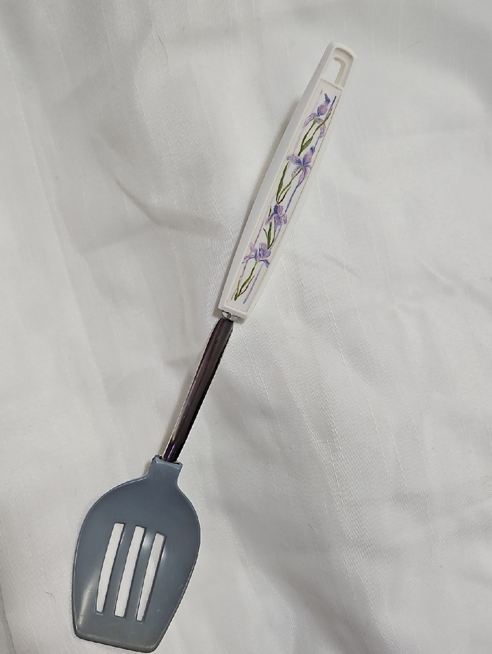 Iris Floral Handle Slotted Spoon Turner Spatula Matches Corning Dishes